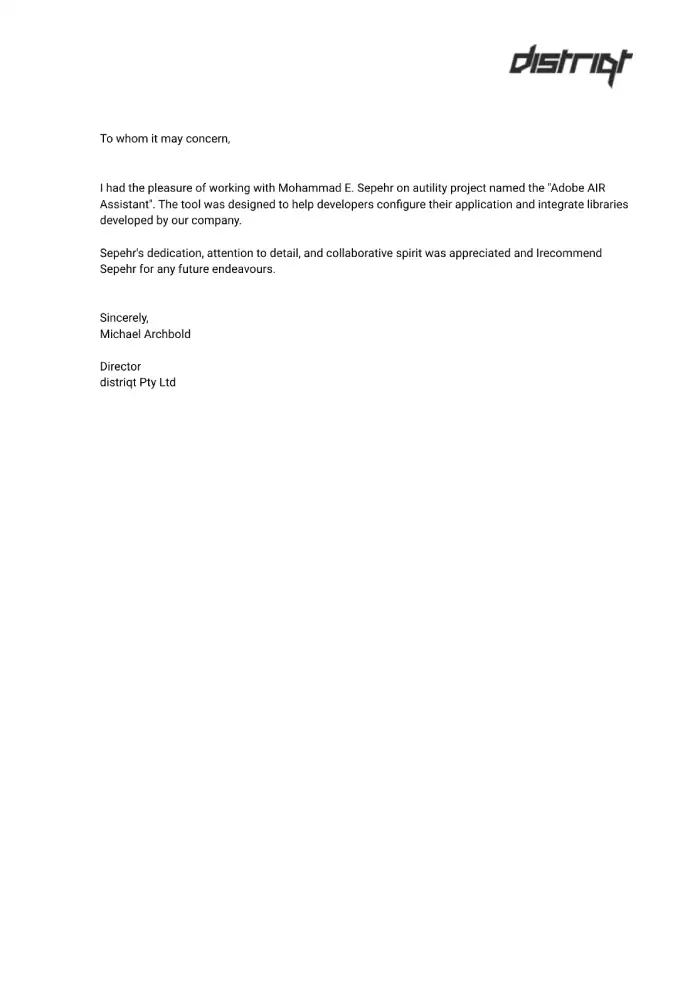 Distriqt Pty Ltd Recommendation